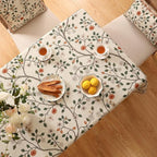 ISAENNE Designer Floral Long Rectangle Tablecloth,French Linen Light Beige Indoor Table Cloth,Fall Wrinkle Resistant Decor Tablecloths for Dining Thanksgiving Kitchen Party,63"*102"-Flora A