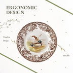Spode Woodland Mallard 9" Soup Plate - Rustic Fine Earthenware Bowl for Soup, Salad, Pasta with Bird Design - Microwave, Oven, Freezer & Dishwasher Safe - Matches Woodland and Delamere Collections