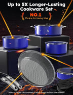 Pro DUXANO 12PC Nonstick Pots and Pans Set&Hybrid 3-Ply Stainless Steel Skillet, High Heat Sear&Fry, 2-Layer Ceramic Induction Cookware, 9H Scratch-Resistant&Anti-Warp,PFAS Free,All Cooktop/Dishwasher