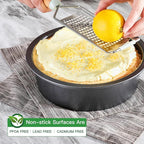 HONGBAKE Round Cake Pan Set for Baking, 8 Inch, Nonstick Deeper Circle Cake Pans with Wider Grips, 2 Pieces Layer Cake Tin, Cheesecake Mold, Huty Duty, Dishwasher Safe - Grey