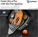 6 Inches Fish Turner, Slotted Fish Spatula Dishwasher Safe NSF (Left Hand), Shovel Black