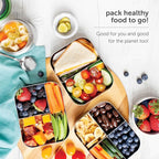 LunchBots Medium Uno Stainless Steel Sandwich Container - Open Design for Wraps - Salads or a Small Meal - Eco-Friendly - Dishwasher Safe and BPA-Free - Pink Dots