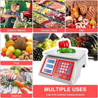 CAMRY Waterproof Commercial Food Scale IPX7 66lb / 30kg Digital Price Computing Meat Produce Weight Scale with White Backlight LCD for Farmers Market, Seafood, Rechargeable