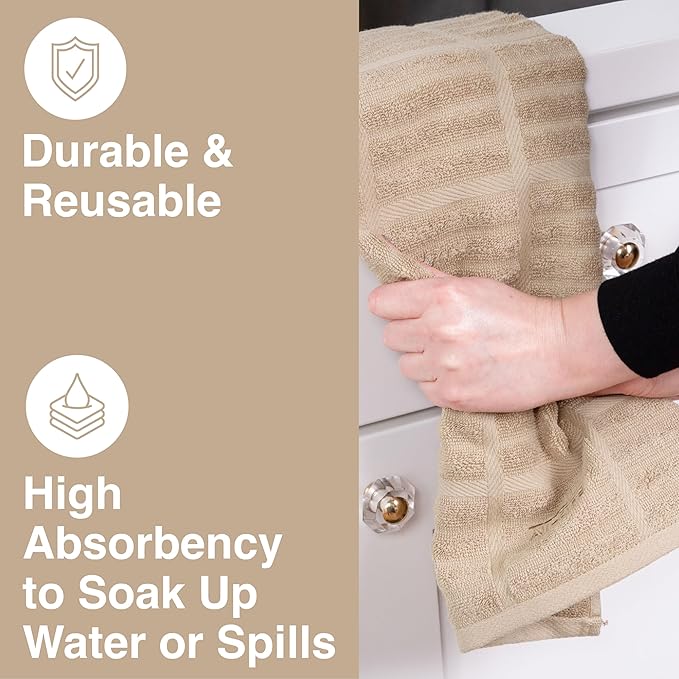 All-Clad Solid Kitchen Towel: Highly Absorbent, Super Soft Long Lasting - 100% Cotton, 17"x30" Tea Towel for Cleaning & Drying Dishes, Pans, Glassware, or Countertops, (1-Pack), Cappuccino