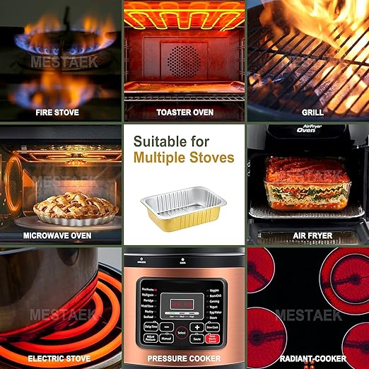 9"x 6.5" Sturdy Aluminum Foil Pans with Lids (5 Pack), 2X Thicker Heavy Duty for Oven Stove Grill Microwavable Cooking, Baking, Reusable Dishwasherable Disposable Pot, Container 47oz