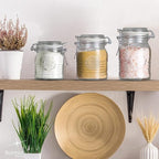 Bormioli Rocco Officina 1825, Set of 3 - Clear Glass Jars with Swing Top - Vintage Industrial Style Airtight Containers for Dry Food Storage, 33.75 Oz, 25.25 Oz, 17 Oz - Dishwasher Safe, Made in Italy