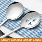 Extra Large Serving Spoons Set 11.7-Inch Serving Slotted Spoon and Serving Spoon 18/8 Stainless Steel Big Serving Utensil for Buffet, Parties, Catering - Dishwasher Safe(2-Pack, Silver)
