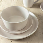 Stone Lain Albie Stoneware 16 Piece Dinnerware Set, Plates and Bowls Sets, Dish Set for 4, White Speckled, Microwave & Dishwasher Safe