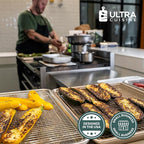 Ultra Cuisine Oven-Safe, Dishwasher-Safe 100% Stainless Steel Cooling & Baking Rack Set - Tight-Wire Bake for Oven Cooking - Heavy Duty - 8.5x12 - Set of 2 - Small Quarter Sheet Pan Cooling Racks
