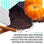 Cold Brew Organic Coarse Ground Flavored Coffee, Pumpkin Spice Flavor, Dark Roast, Colombian Supremo, Coarse Grind for Cold Brew Coffee & French Press,1 LB