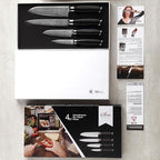 Wakoli MIK Damascus 4-Piece Knife Set – Japanese Style Kitchen Knives | Genuine Damascus Steel Blades with VG10 Core | Ergonomic Micarta Handles | Professional Chef Knife Set in Gift Box