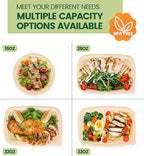 100 Piece (50 Pack) Meal Prep Bowl Containers with Lids, Cornstarch Round Food Containers for Lunch Salad Deli Soup, BPA Free Plant-based Take Out Containers Microwave & Freezer Safe, 16 oz