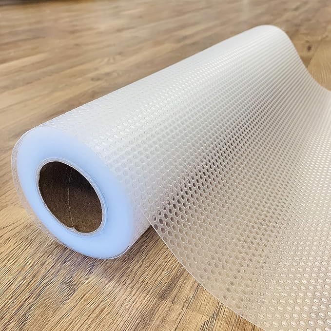 EVALAND 15.75" x 33 FT Non-Slip Shelf Liner, Non-Adhesive, BPA-Free, Waterproof Pantry Liner for Shelves, Easy to Cut, Oil-Proof Shelf Liners for Kitchen, Cabinets, Drawers, Refrigerator, Clear