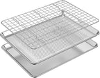 Baking Sheet with Rack Baker's Secret Pure Aluminum Non Toxic PTFE, PFAS, PFOA, BPA Free Baking Pans Set, 100% Recycled, 3pcs Bakeware Set Baking Pans Cookie Sheets 18"