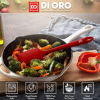 DI ORO - Large Silicone Spatula - 600ºF Heat-Resistant Spatula - Seamless Design - Pro-Grade Non-Stick Silicone Rubber with Reinforced Stainless Steel S-Core Technology (RED)