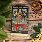 Bones Coffee Company Macamaniac, Macadamia and Coconut Flavored Coffee, Medium Roast Low Acid Arabica Beans Compatible with Auto drip and French Press Coffee Maker, 12 Oz Ground