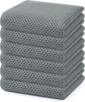 Homaxy 100% Cotton Waffle Weave Kitchen Dish Towels, Ultra Soft Absorbent Quick Drying Cleaning Towel, 13 x 28 Inches, 6-Pack, Grey