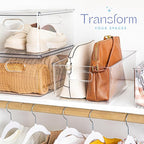 Plastic Food Storage 8 Pack Clear Container Bin with Handles for Organizing Kitchen, Pantry, Refrigerator, Freezer, Pantry, Cabinet, Closet, Bathroom. 16”x8”x5”