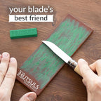 Hutsuls Brown Leather Strop with Compound - Get Razor-Sharp Edges with Stropping Kit, Green Honing Compound & Vegetable Tanned Two Sided Knife Sharpener Step-by-Step Guide Included