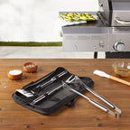 Amazon Basics 4-Piece Stainless Steel Barbeque Grilling Tool Set with Carry Bag
