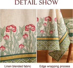 patdrea Designer Green Table Cloth for Square Table,Vintage Linen Leaves Pattern Breathable Tablecloth,Floral Cover Decor for Kitchen Dining Christmas,Thanksgiving,67"x67"-Cecilia D