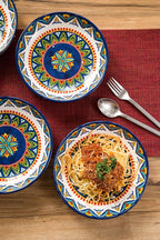 Bico Havana Pasta Bowls, 35oz Salad Bowl Set of 4, Large Ceramic Serving Dinner Bowls for Soup and Cereal, Microwave and Dishwasher Safe, Gift for Housewarming and Thanksgiving