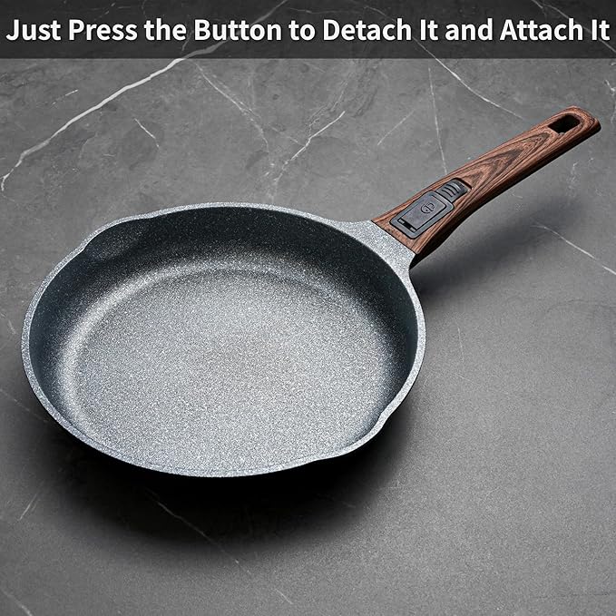 10 Inch Smart Nonstick Frying Pan with Removable Handle,Cast Aluminum and Anti-Scratch Skillet, Compatible with All Stovetops,Dishwasher and Oven Safe