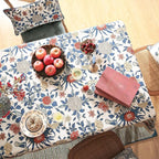 patdrea Designer Blue Tablecloth for Rectangle Table,Vintage Linen Leaves and Floral Pattern Extra Long Tablecloths,Farmhouse Decor Cover for Kitchen Dining Christmas,Thanksgiving,63"x110"-Ivar a
