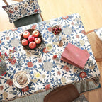 patdrea Designer Blue Tablecloth for Rectangle Table,Vintage Linen Leaves and Floral Pattern Extra Long Tablecloths,Floral Decor Cover for Kitchen Dining Christmas,Thanksgiving,67"x118"-Ivar a