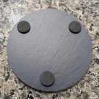 Coast in Style: Rustic Slate Coasters with Motorcycle Design - Round Slate - Set of 6