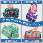 Bentgo Kids Lunch Bag - Double-Insulated, Reusable Lunch Bag for Kids 3+ with Adjustable Strap; Holds Lunch Box/Water Bottle/Snacks; Easy-Clean, Water-Resistant & Pockets (Trucks)