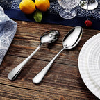 KEAWELL Premium Verona 4-Piece 9 inch Spoon Set – 18/10 Stainless Steel, Heavy-Duty Mirror-Finished Silverware for Daily Meals, Hosting and Special Occasions (4, Serving Spoons)