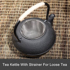 40.6oz Cast Iron Teapot, Japanese Tetsubin Tea Kettle for Stovetop Safe, Black Cast Iron Tea Kettle with Infuser for Loose Leaf, Tea Pot with Enameled Interior, Gift for Tea Lovers
