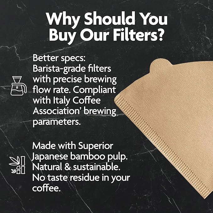 Vianté V60 Coffee Filters. Pour Over Coffee Filter Size 2 Brown Unbleached Filters From Natural Bamboo Fibers (200 Count)