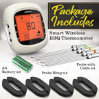 Nutrichef Bluetooth Meat Thermometer for Grilling and Smoking with 4 Wireless Meat Probes, 4 Channels with LCD Display