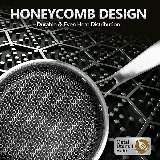 MICHELANGELO Stainless Steel Saucepan Set 1QT & 2QT, Premium Triple Ply Sauce Pan with Lid, Sauce Pot with Honeycomb Interior - 4pcs