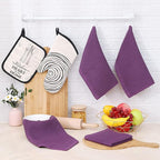 Homaxy 100% Cotton Waffle Weave Kitchen Dish Cloths, Ultra Soft Absorbent Quick Drying Dish Towels, 12 x 12 Inches, 8-Pack, Purple