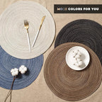 FunWheat Round Braided Placemats Set of 4 Place mats for Dining Tables Woven Heat Resistant Table Mats 15 inch (E Beige, 4pcs)