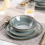 AmorArc Ceramic Dinnerware Sets,Handmade Reactive Glaze Stoneware Plates and Bowls Sets,Highly Scratch Resistant | Dishwasher & Microwave Safe Dishes Set,Service for 8 (24pc)