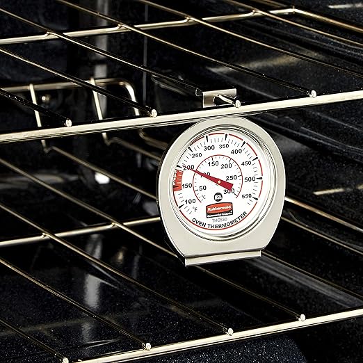Rubbermaid Commercial Products Stainless Steel Monitoring Thermometer, Safe for Inside Oven/Grill/Smoker, 60-580°F Range, Easy to Read Food Thermometer For Food Resturant/Home Cooking
