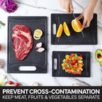 COOK WITH COLOR Non-Slip Cutting Board Set – Kitchen Essentials with Easy Grip Handle for Meat, Veggies, and Fruits, 3 Cutting Boards, Speckled Black
