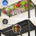 7 Tier Wire Shelving with Wheels 72" H Adjustable Basket Shelf Storage Shelves with Hooks for Kitchen Bathroom Pantry Shelves Closet Laundry Room Organization 72" H x 30" W x 14" D, Black