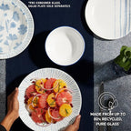 Corelle 18-Piece Dinnerware Set Service for 6, Lightweight Round Plates and Bowls Set, Vitrelle Triple Layer Glass, Chip Resistant, Microwave and Dishwasher Safe, Nautical Stripes