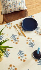 ISAENNE Designer French Pale Yellow Extra Long Rectangle Table Cloth,Linen Floral Tablecloth,Wrinkle Resistant Decor Tablecloths for Dining Thanksgiving Banquet Kitchen Party,67"*118"-Estevan A