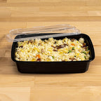 TIYA Containers - 48 oz Bulk 150 Pack with Lids - Rectangular Plastic To-Go Containers - Reusable, Microwavable, Dishwasher Safe - Leak-Proof for Meal Prep - BPA-Free