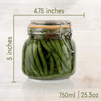 Galashield Glass Jars with Lids 24 oz Food Storage Jars with Airtight Lids Leak Proof Glass Canisters Kitchen Jars [Set of 2]