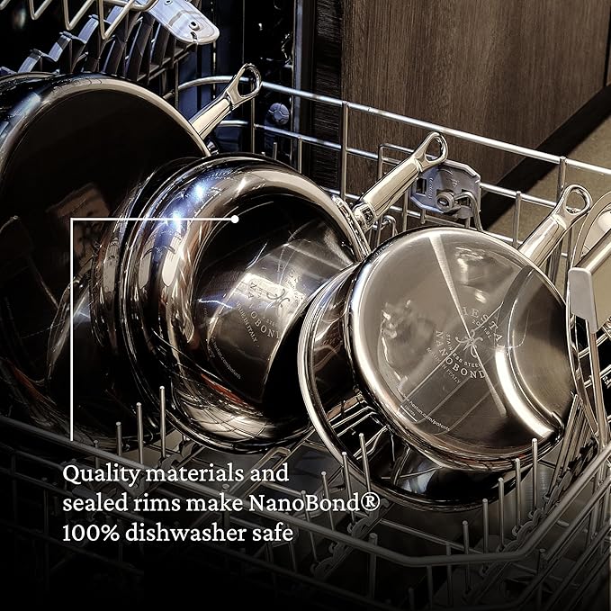 Hestan - NanoBond Collection - Titanium Stainless Steel 3.5-Quart Sauté Pan with Lid - Toxin, PFAS, & Chemical Free Clean Cookware, Induction Cooktop Compatible