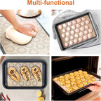 HOOMIL Macaron Silicone Baking Mats 2-Pack, 16.5" x 11.6" Half Sheet Size Macaron Silicone Mat, Non-Stick, Reusable, Food Safe Baking Mats - Brown+Gray