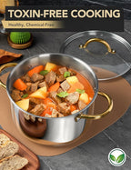 MICHELANGELO Stainless Steel Pots - Large Soup Pot with Lid, 10 Quart Stock Pot with Lid, Cooking Pots Induction Compatible, Oven & Dishwasher Safe