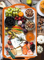Extra Large Fall Thanksgiving Serving Tray with Handles, 19''x11.6'' Melamine Platters, Rectangular Trays for Serving Food, Turkey, Cookie, Cupcakes, Desserts, Dishwasher Safe, BPA-Free, Set of 2